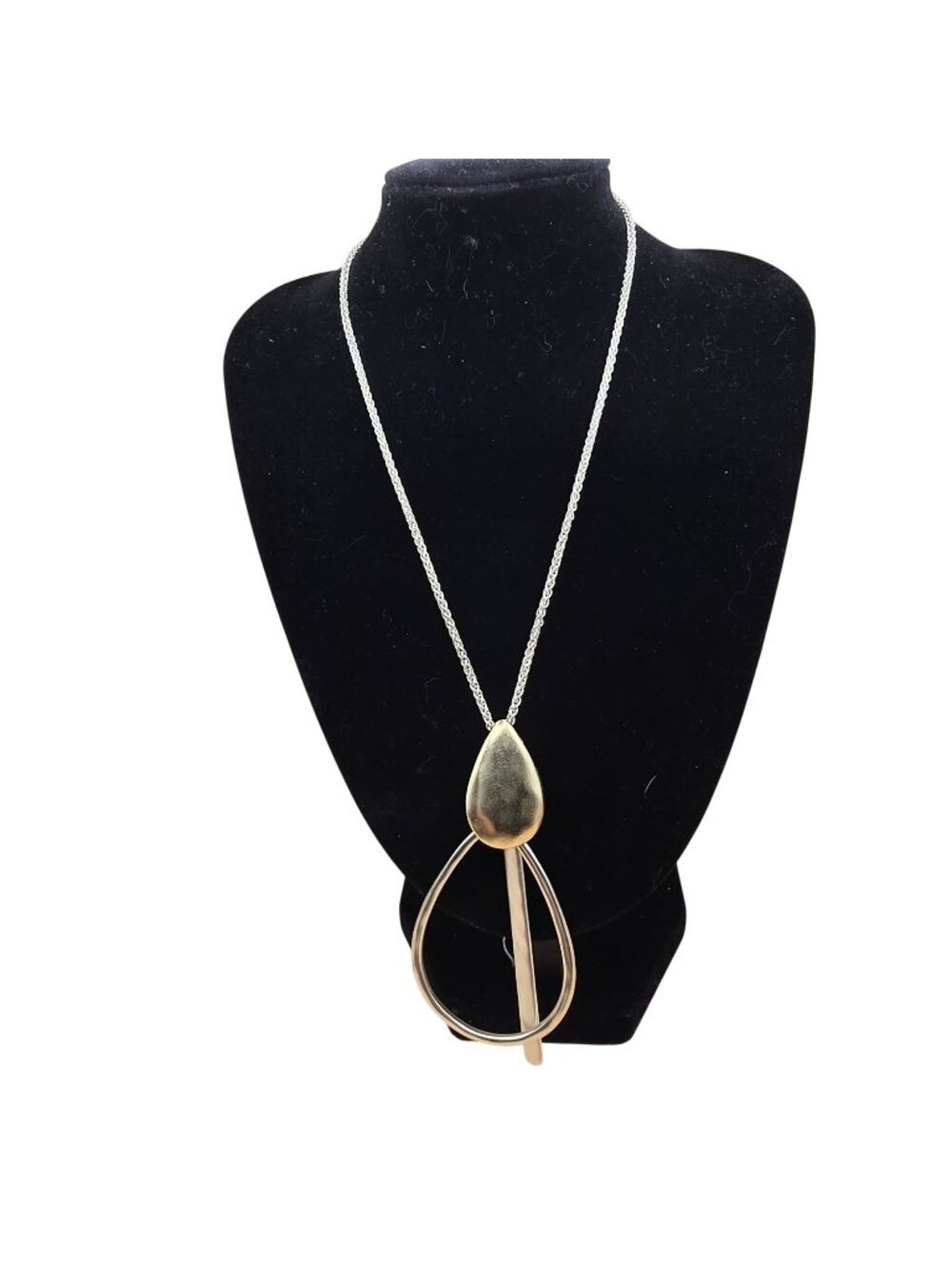 Lucky Brand 24in Gold Tone Teardrop Lariat Y Necklace Lasso Minimalist Layering